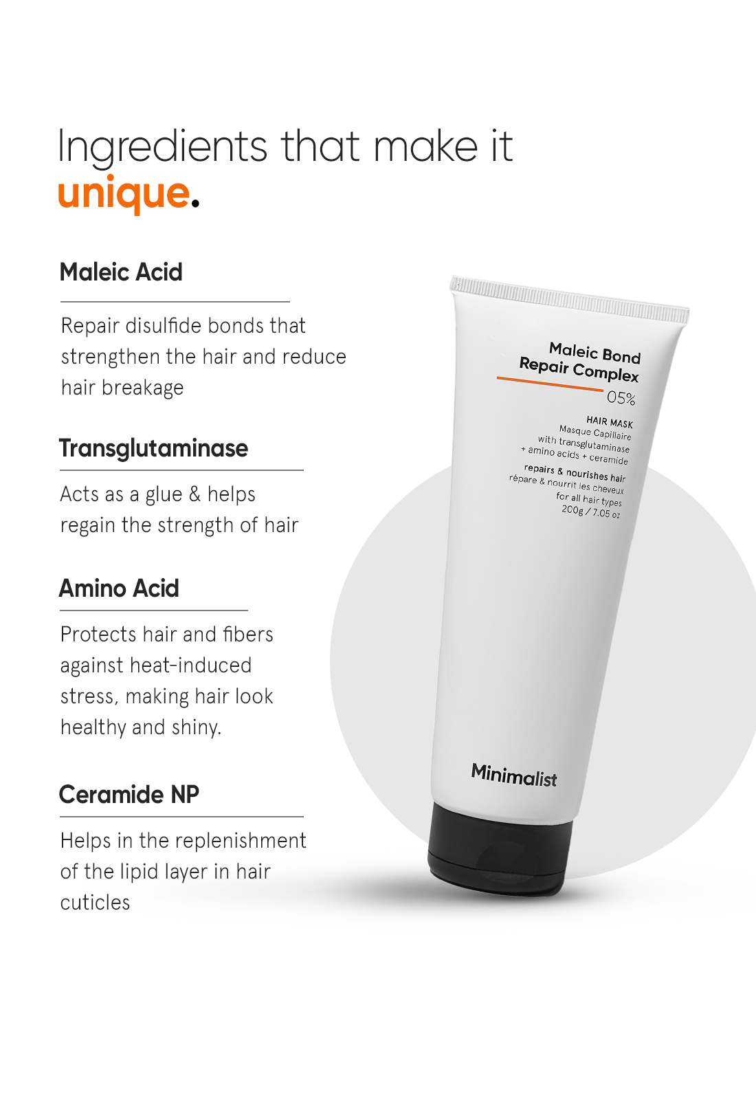 Minimalist Maleic Bond Repair Complex 5% Hair Mask | 200 g | iBellaa