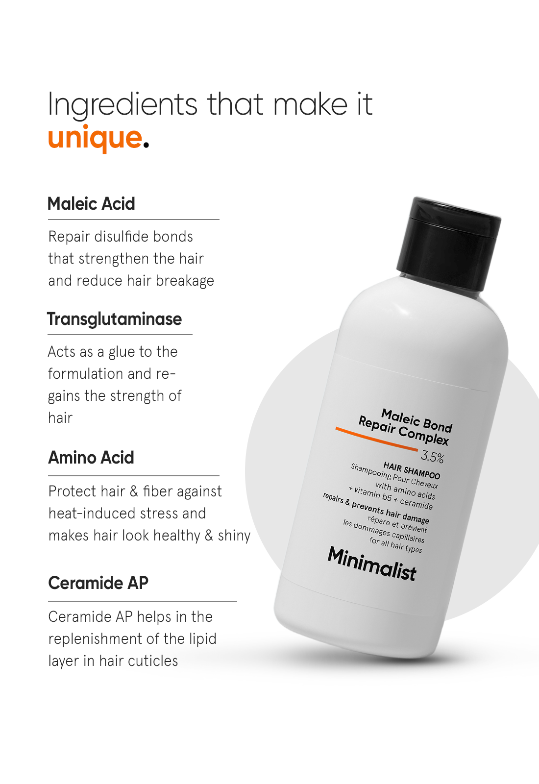 Minimalist Maleic Bond Repair Complex 3.5% Hair Shampoo | 250 ml | iBellaa