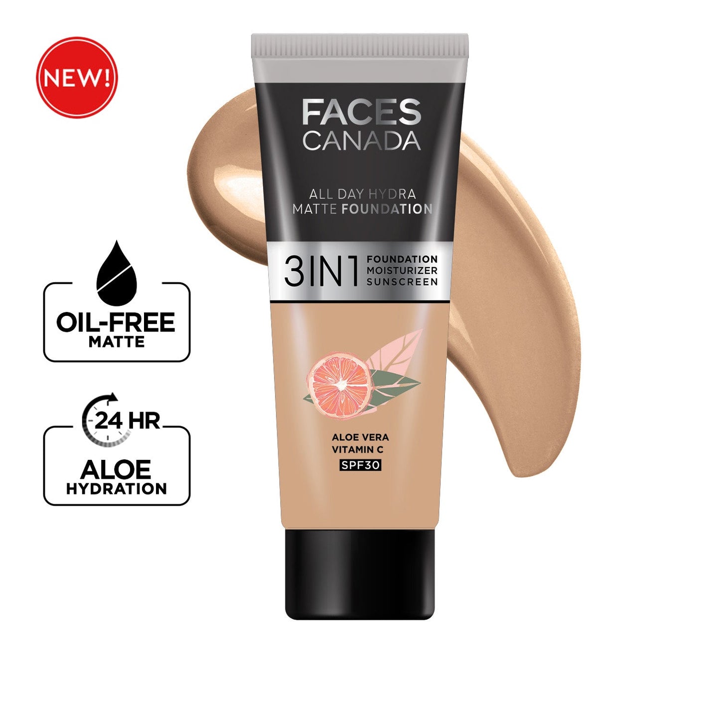 Faces Canada 3 in 1 All Day Hydra Matte Mini Foundation | 15 ml | iBellaa