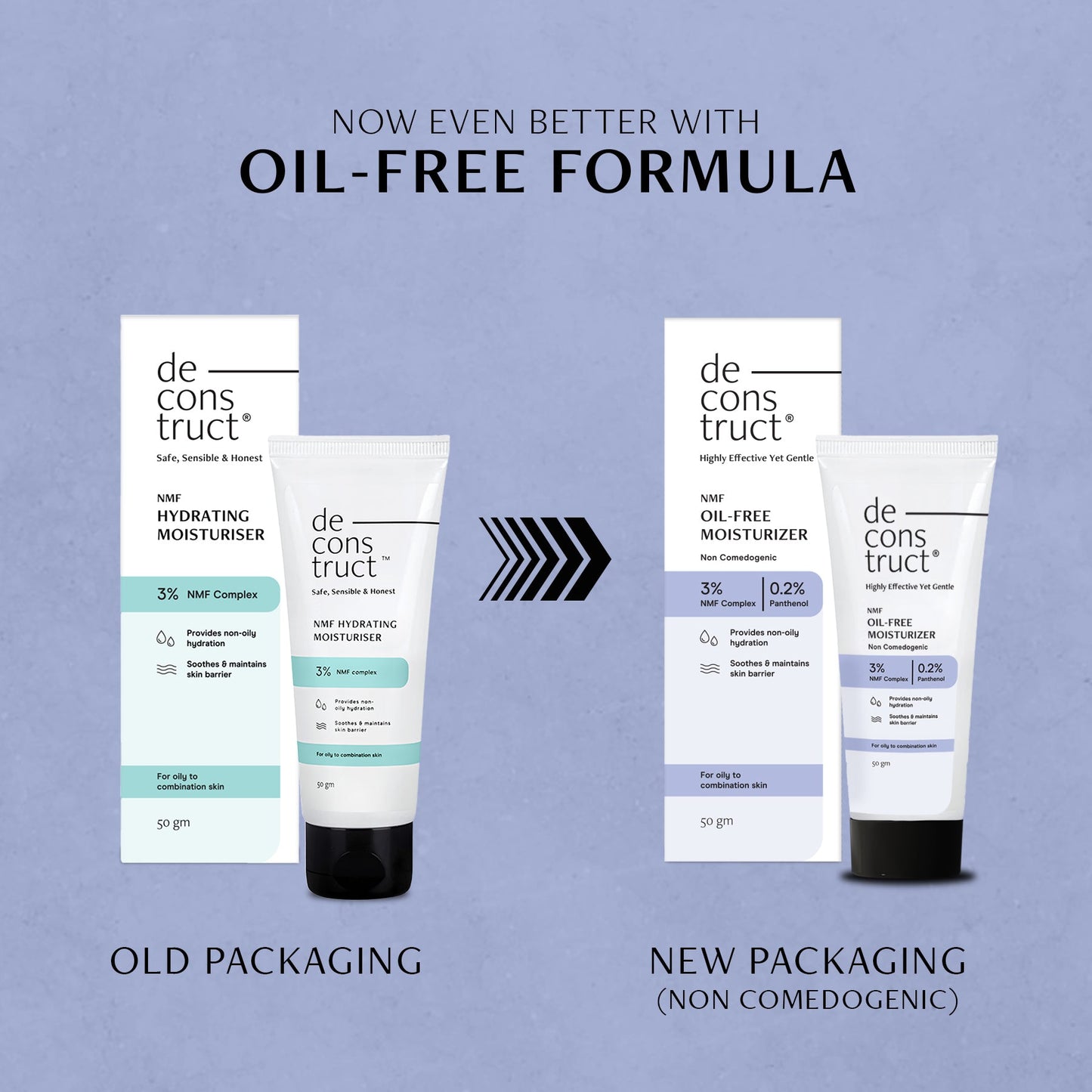 Deconstruct Oil-Free Moisturizer for Oily Skin - 3% NMF Complex + 0.2% Panthenol | 50 g | iBellaa