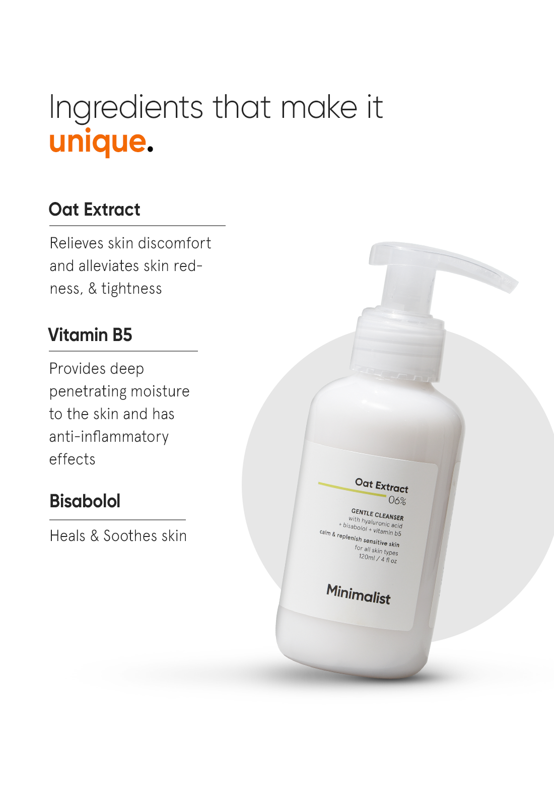 Minimalist Oat Extract 6% Gentle Cleanser | 120 ml | iBellaa
