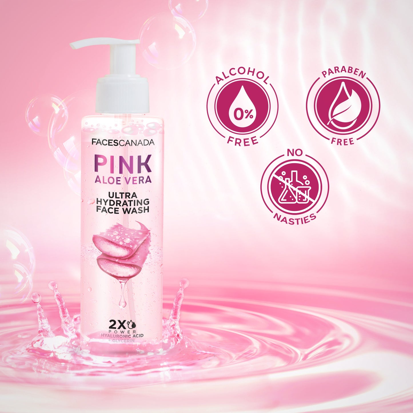 Faces Canada Pink Aloe Vera Ultra Hydrating Face Wash | 100 g | iBellaa