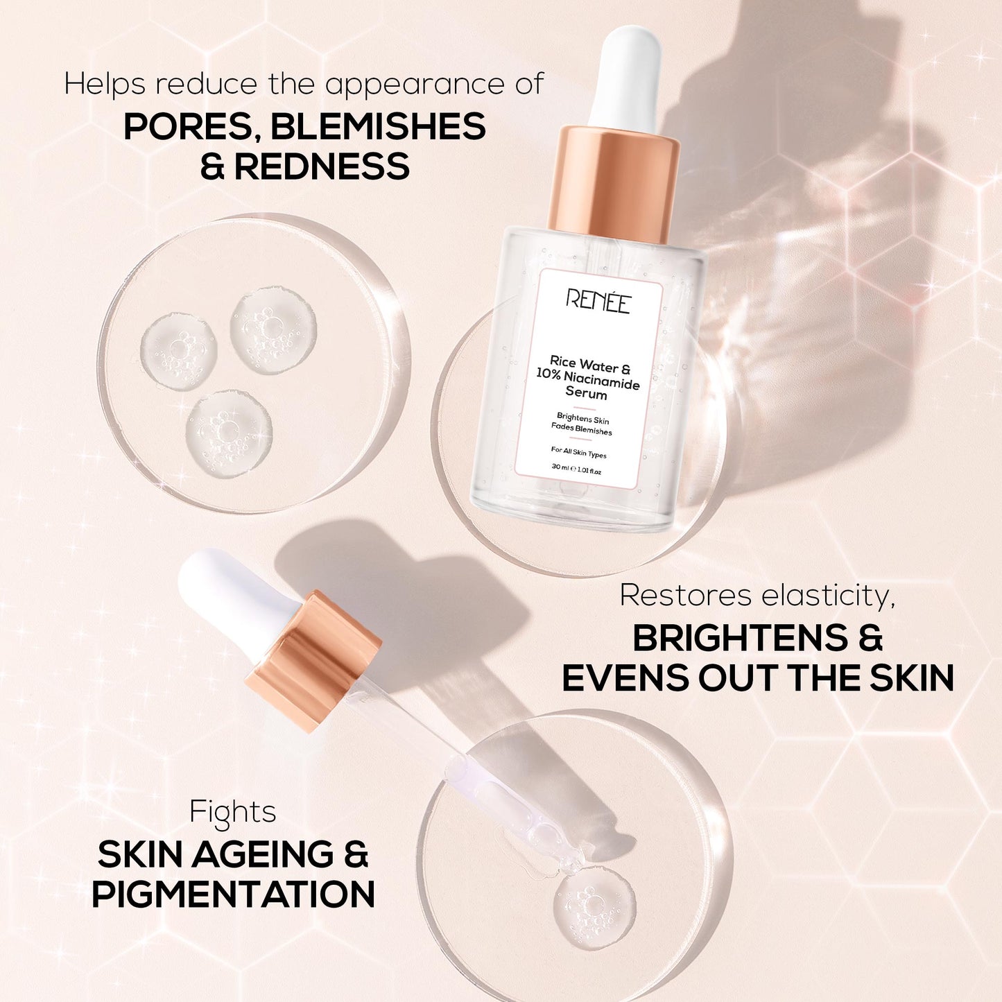 RENEE Rice Water & 10% Niacinamide Serum, 30ml | iBellaa