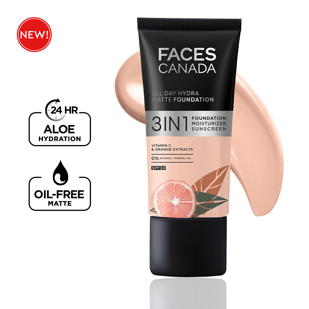 Faces Canada 3 in 1 All Day Hydra Matte Foundation | 25 ml | iBellaa