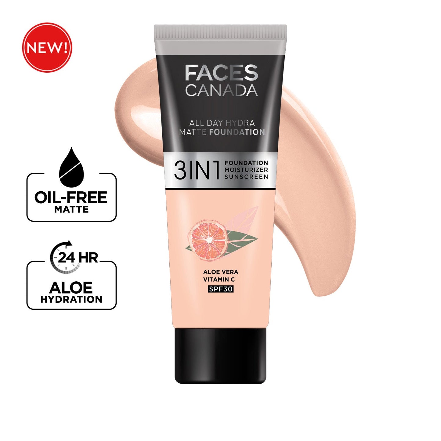 Faces Canada 3 in 1 All Day Hydra Matte Mini Foundation | 15 ml | iBellaa