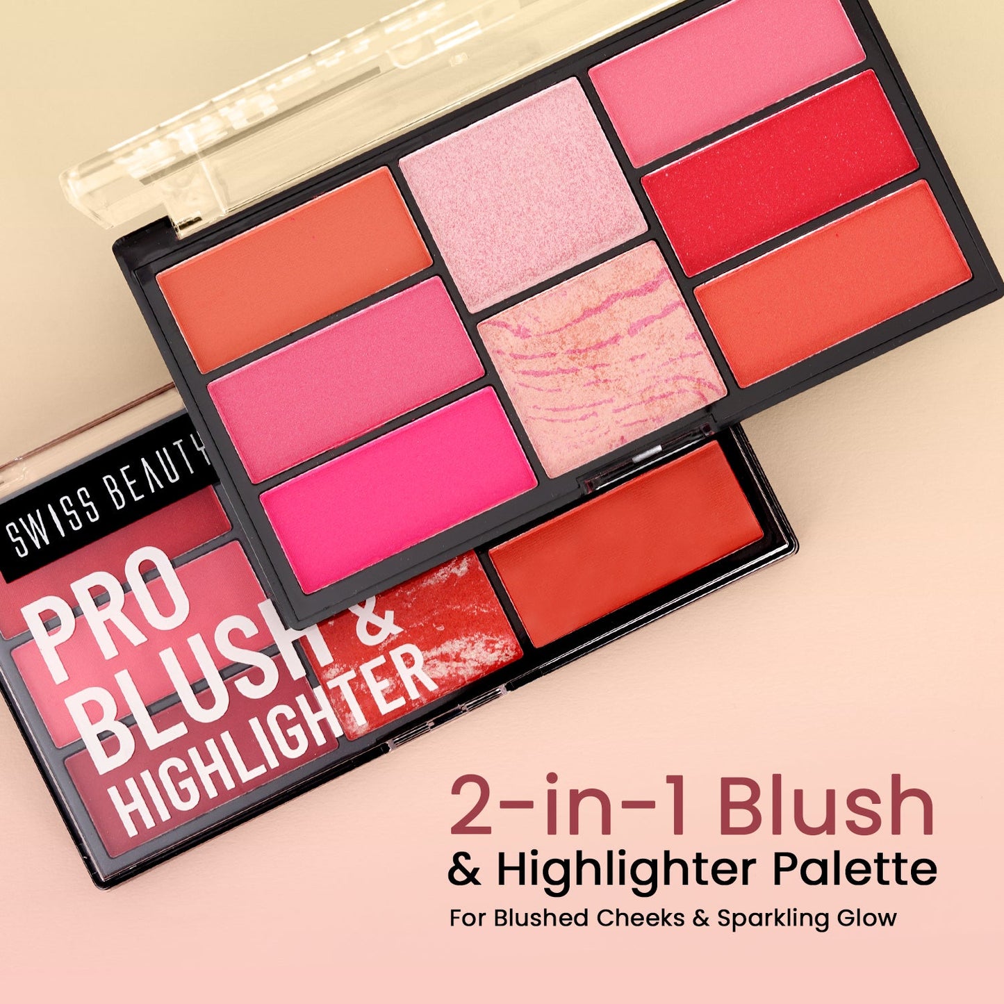 Swiss Beauty Pro Blush & Highlighter Palette | 18 g | iBellaa