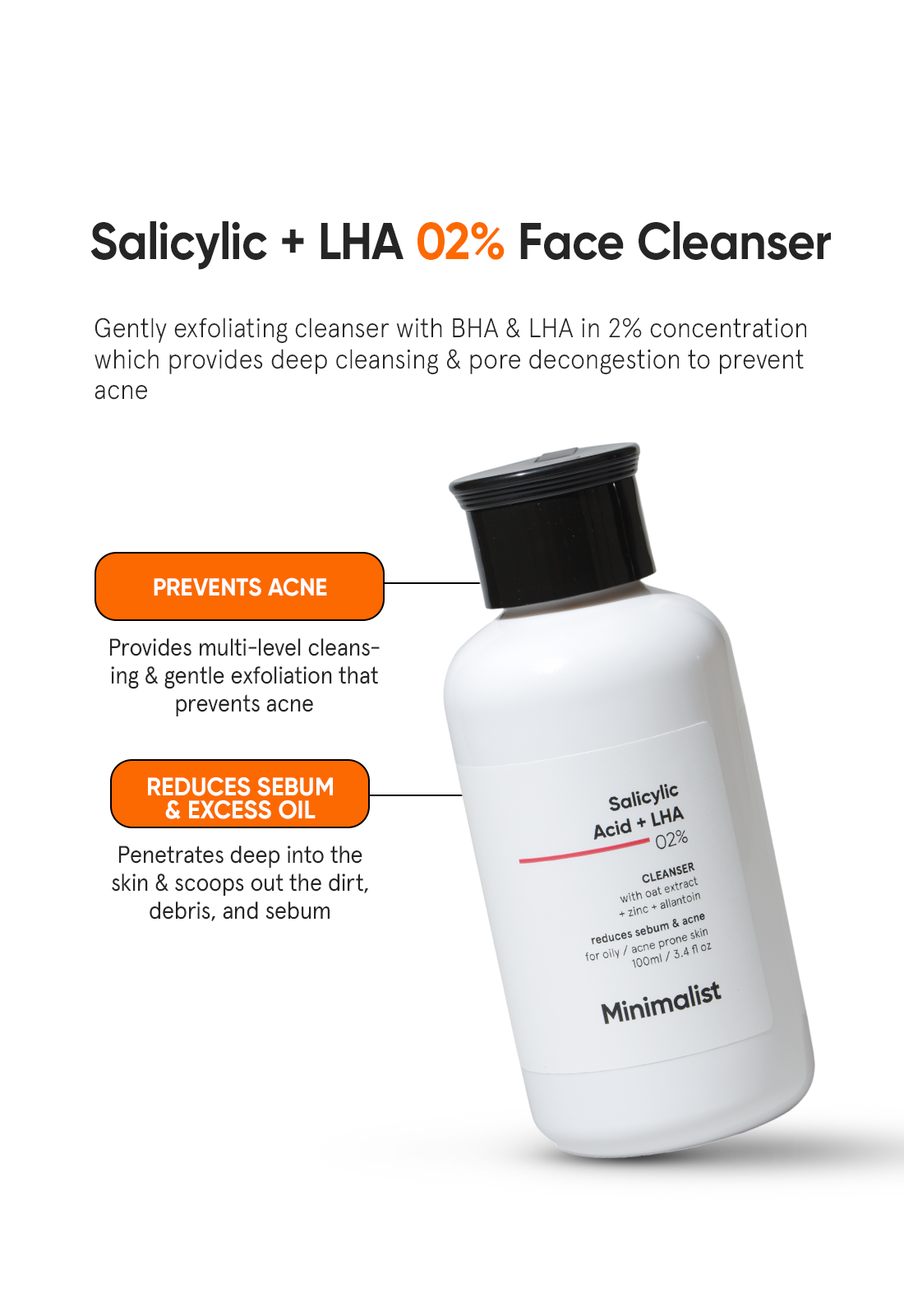 Minimalist Salicylic Acid + LHA 2% Cleanser | iBellaa