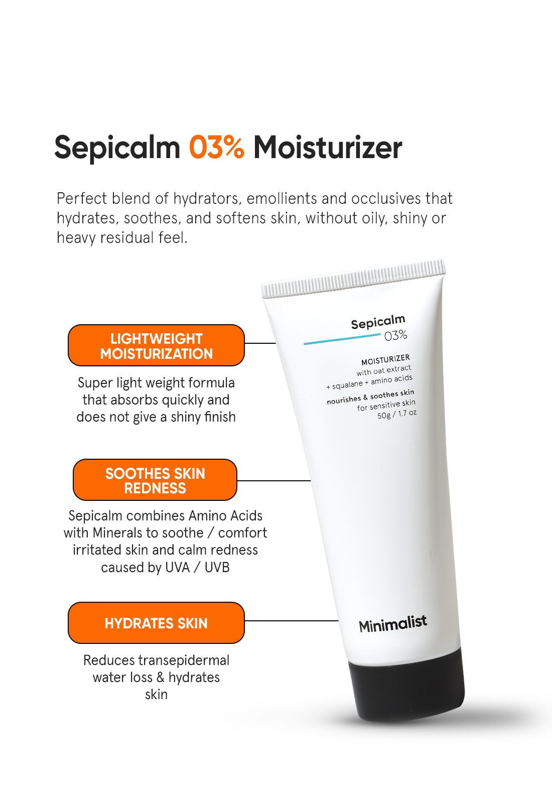 Minimalist Sepicalm 3% Moisturizer | 50 g | iBellaa