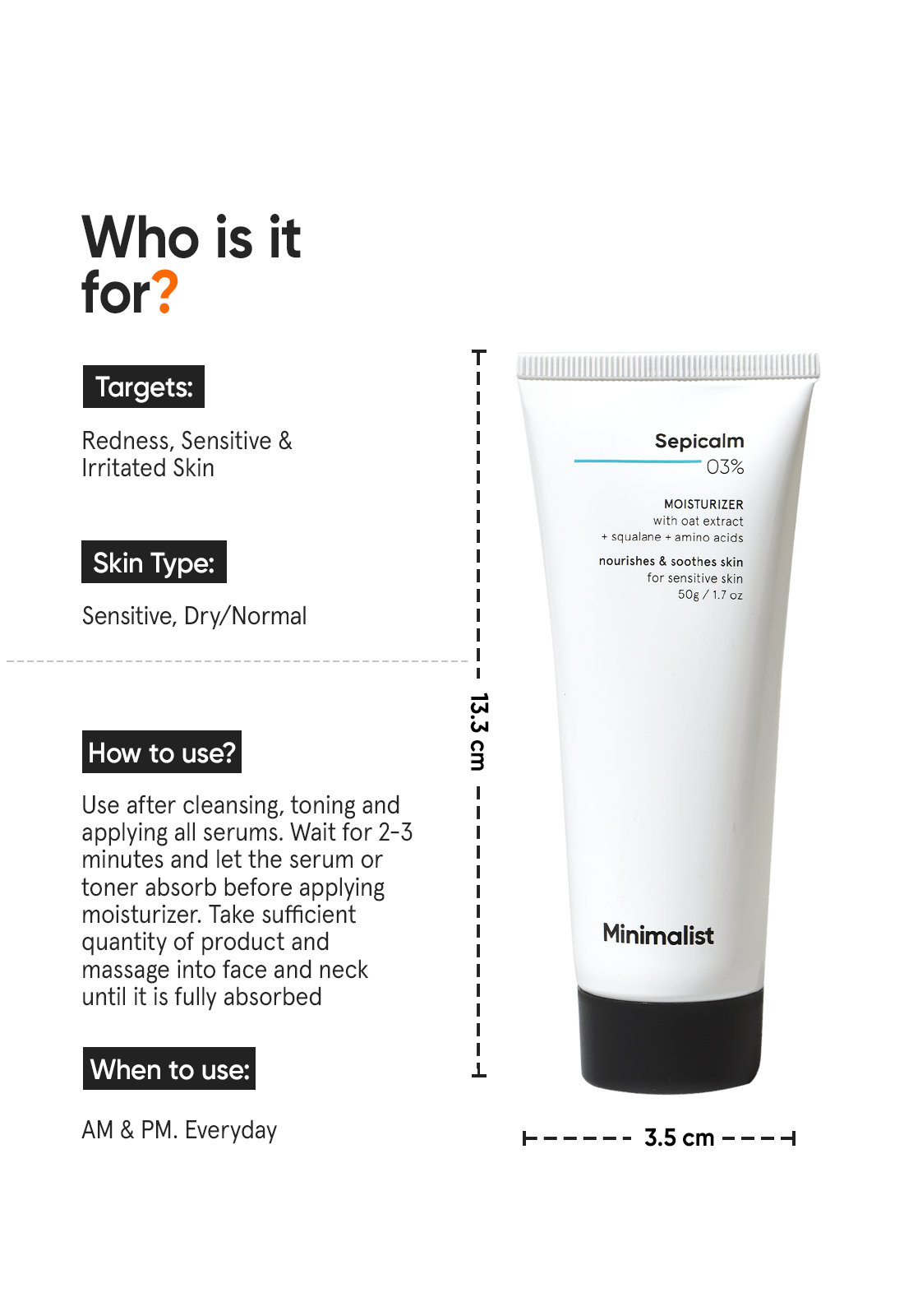 Minimalist Sepicalm 3% Moisturizer | 50 g | iBellaa
