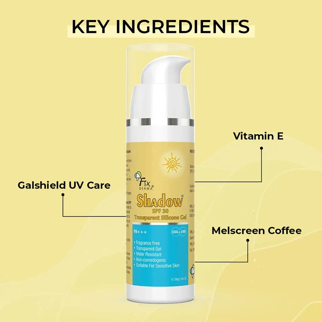 Fixderma Shadow SPF 30 Transparent Silicone Gel Sunscreen | 30 g | iBellaa