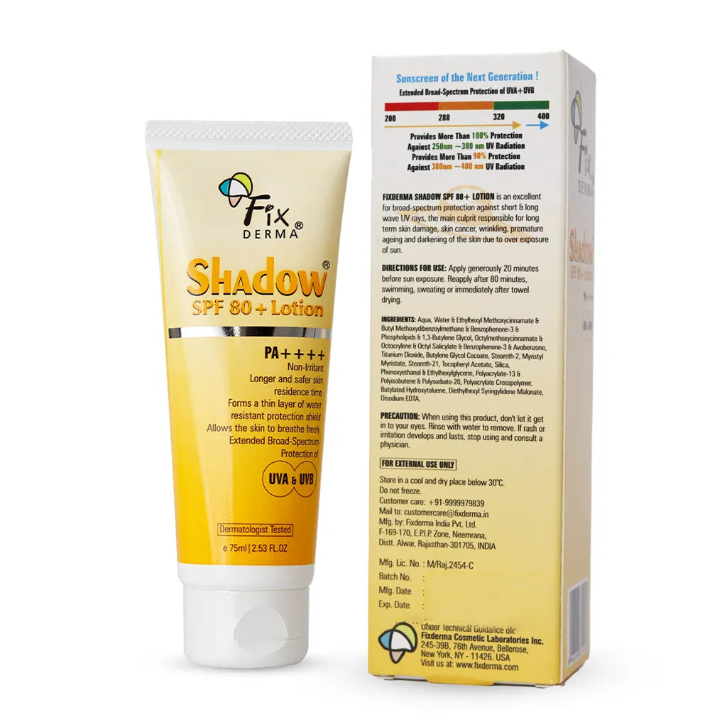 Fixderma Shadow Sunscreen Lotion SPF 80+ | 75 ml | iBellaa