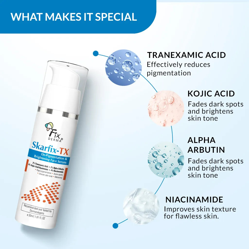 Fixderma Skarfix-TX De-Pigmentation & Brightening Face Serum | 30 ml | iBellaa