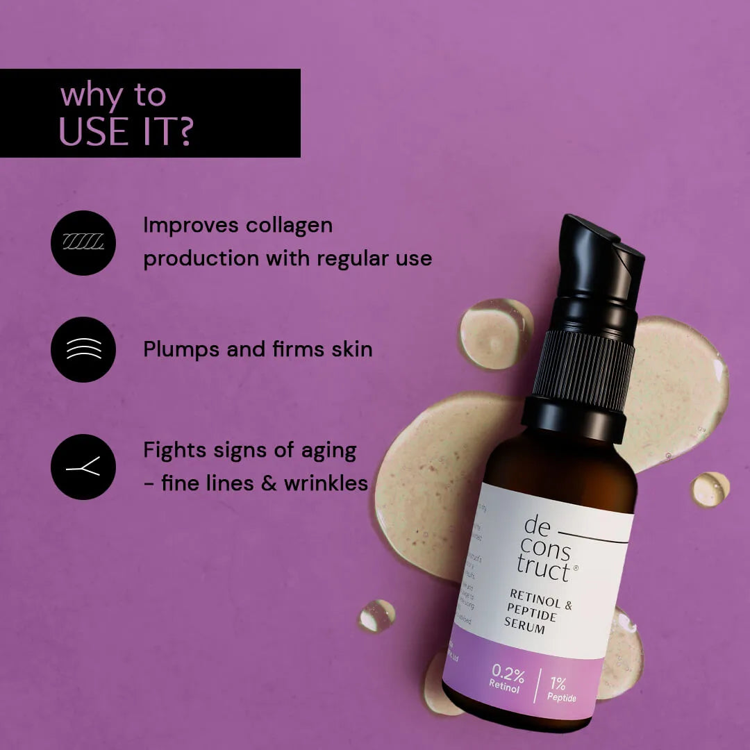 Deconstruct Retinol & Peptide Serum - 0.2% Retinol + 1% Peptide | 30 ml | iBellaa