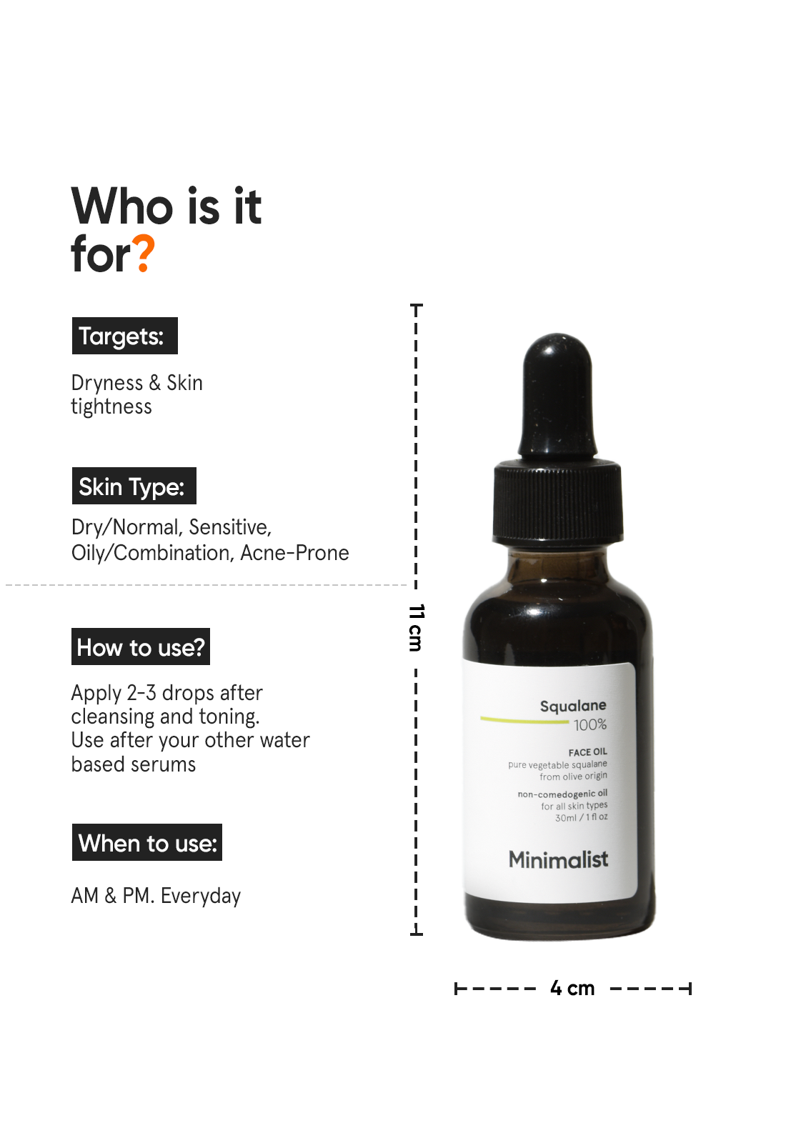 Minimalist Squalane 100% Face Oil | 30 ml | iBellaa