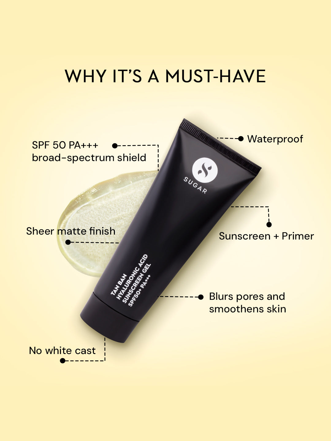 SUGAR Tan Ban Hyaluronic Acid Sunscreen Gel | 50 ml | iBellaa