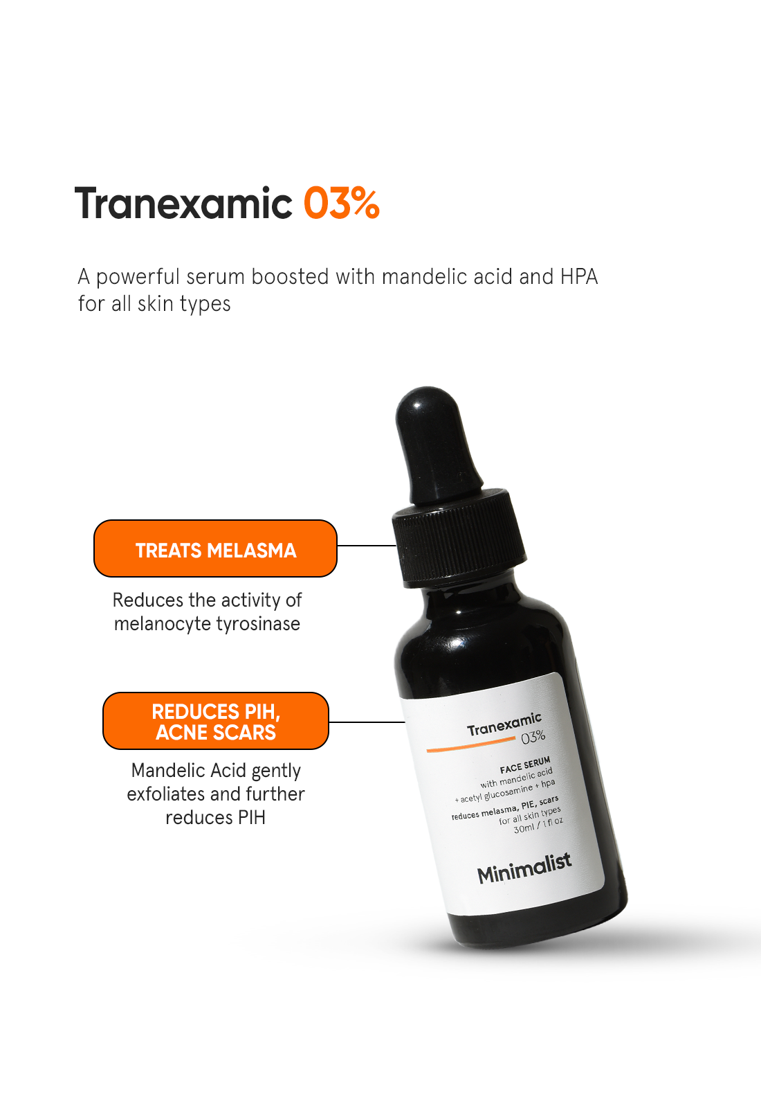 Minimalist Tranexamic 3% Face Serum | 30 ml | iBellaa
