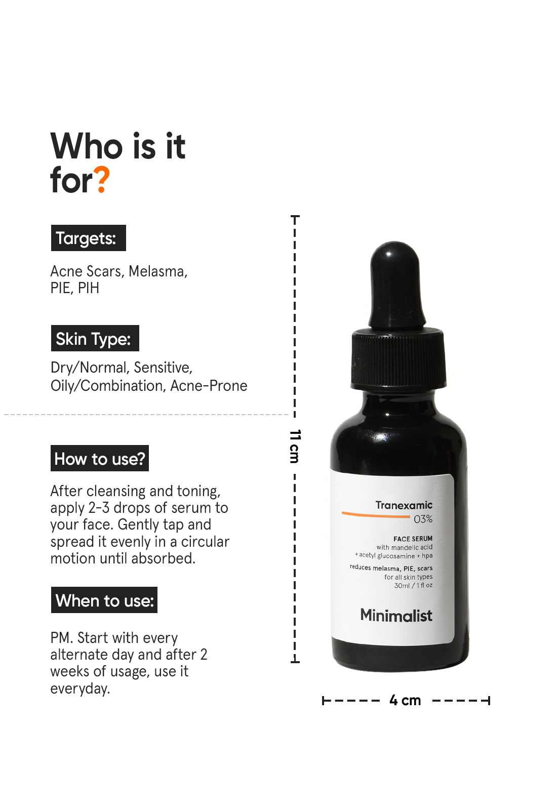 Minimalist Tranexamic 3% Face Serum | 30 ml | iBellaa