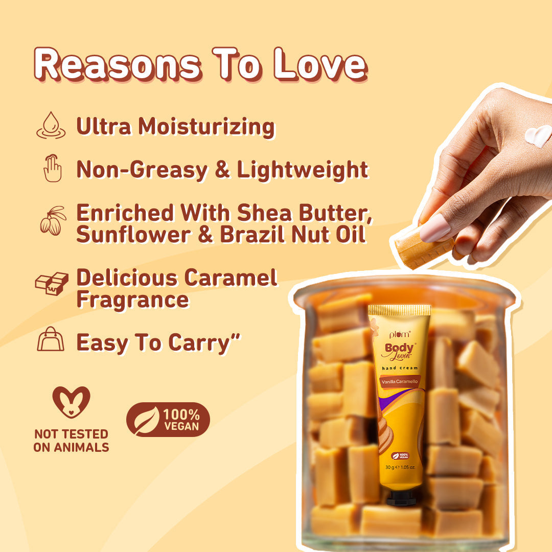 Plum Vanilla Caramello Hand Cream | Ultra-Moisturizing Shea Butter | 30 g | iBellaa