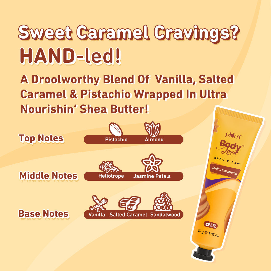 Plum Vanilla Caramello Hand Cream | Ultra-Moisturizing Shea Butter | 30 g | iBellaa