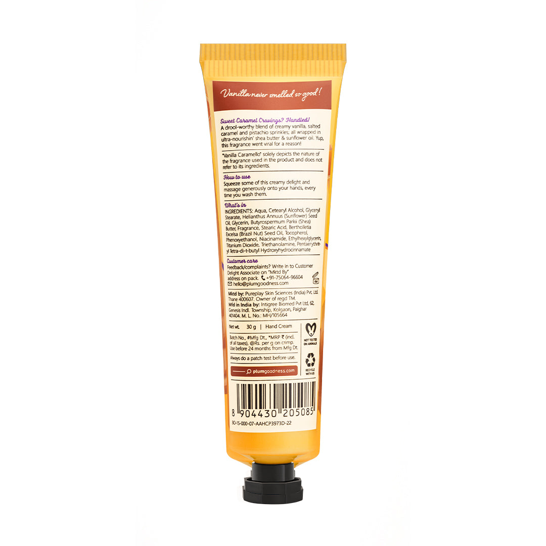 Plum Vanilla Caramello Hand Cream | Ultra-Moisturizing Shea Butter | 30 g | iBellaa