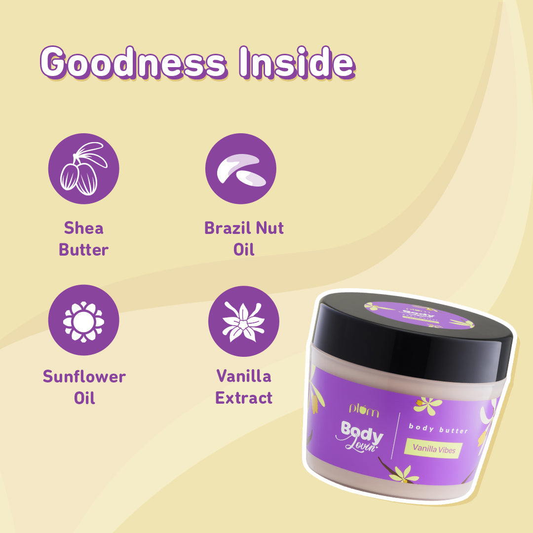Plum Vanilla Vibes Body Butter - Intense Moisturization | 200 g | iBellaa