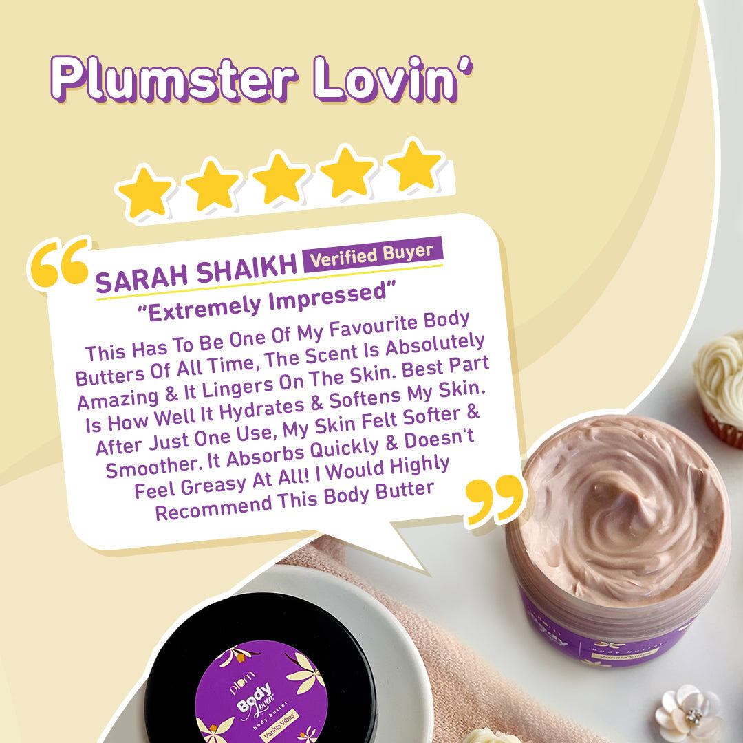 Plum Vanilla Vibes Body Butter - Intense Moisturization | 200 g | iBellaa
