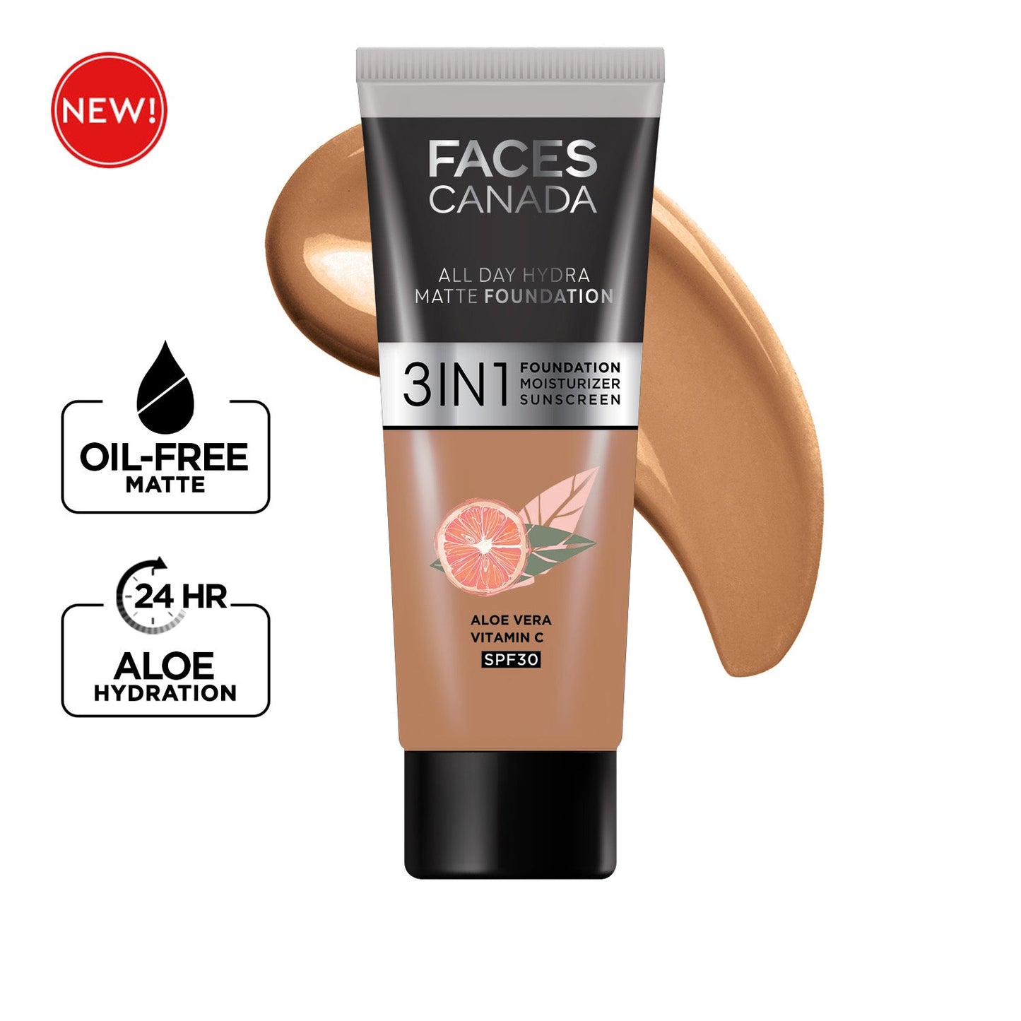 Faces Canada 3 in 1 All Day Hydra Matte Mini Foundation | 15 ml | iBellaa