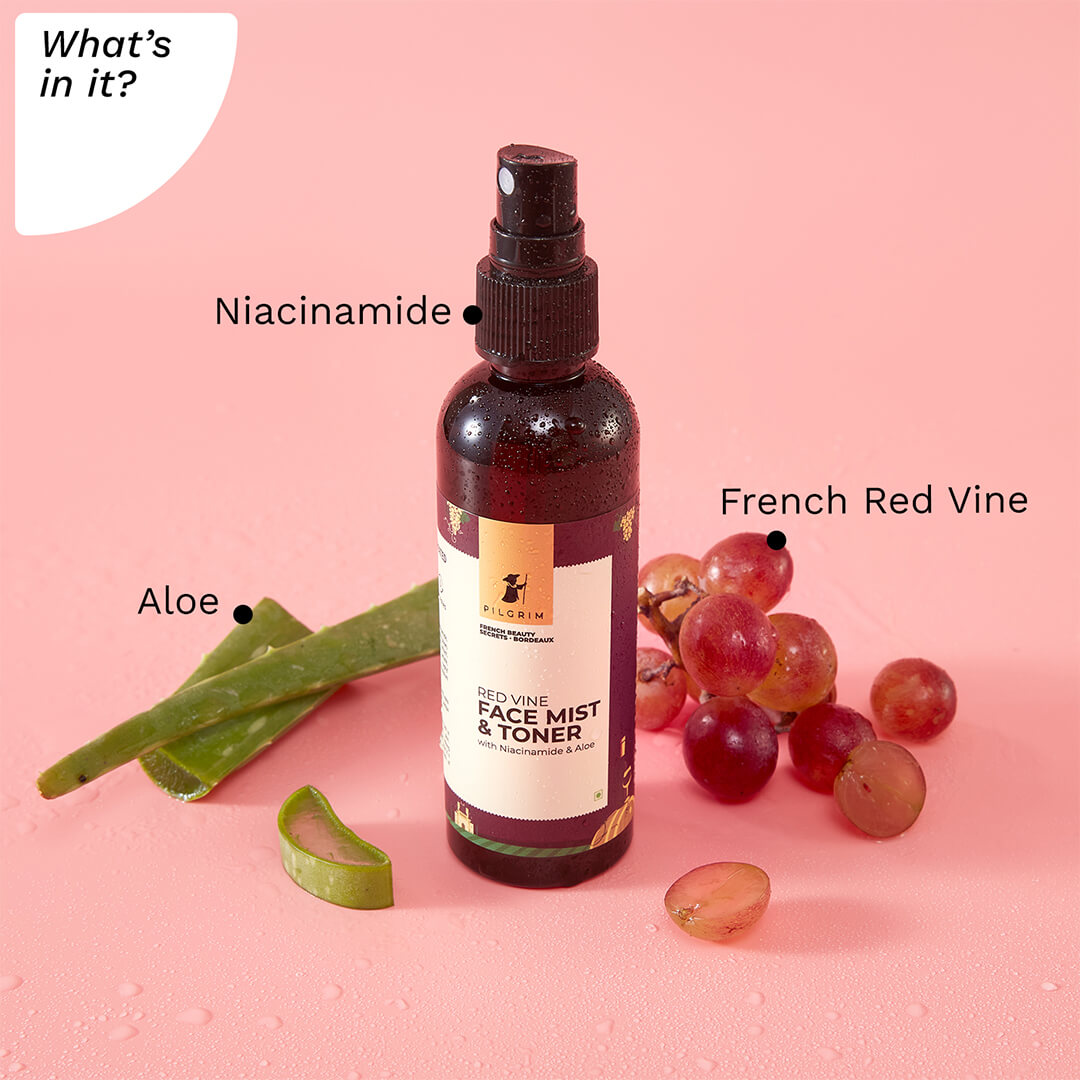 Pilgrim Red Vine Face Mist & Toner with Niacinamide (Vit. B3) & Aloe | 100 ml | iBellaa
