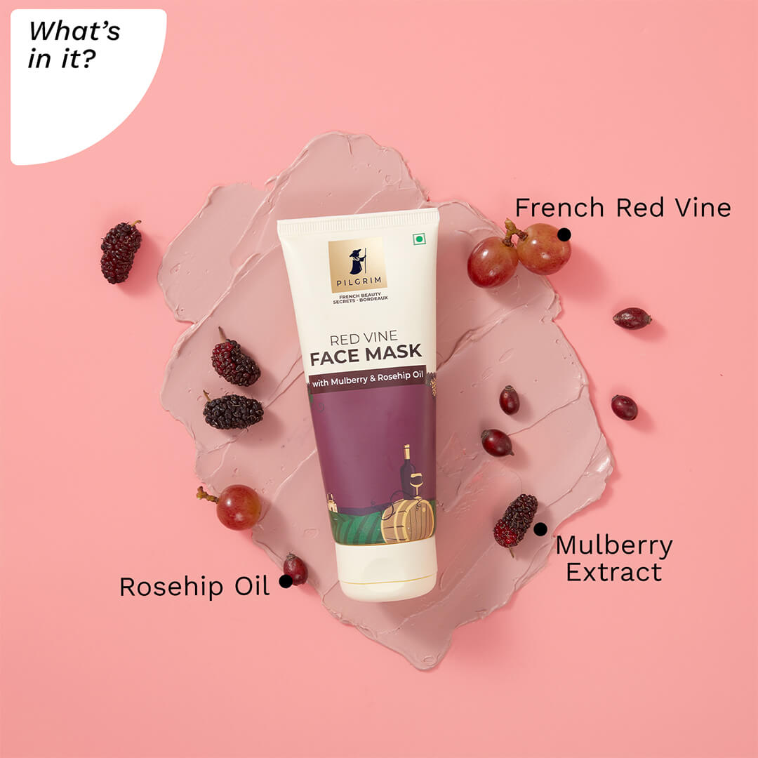 Pilgrim Red Vine Face Mask with Mulberry & Rosehip Oil | 100 g | iBellaa