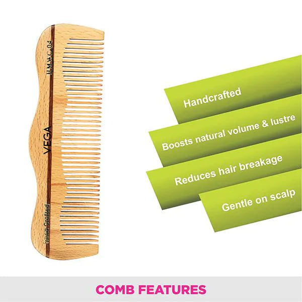 VEGA Grooming Wooden Comb - HMWC-04 | iBellaa