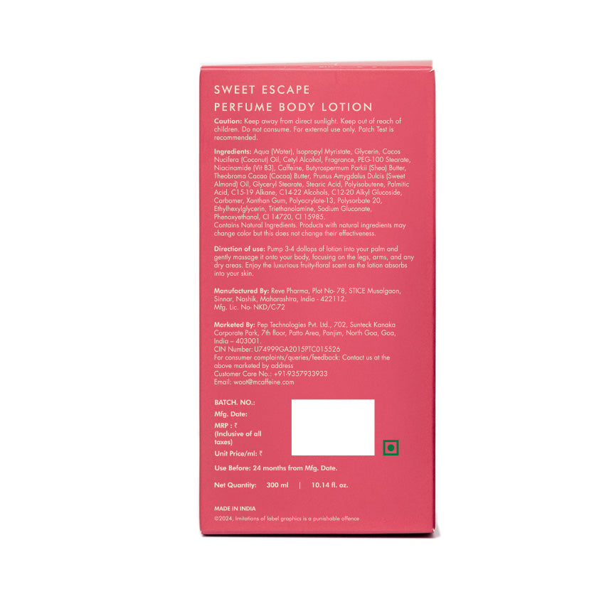 mCaffeine Sweet Escape Perfume Body Lotion | 300 ml | iBellaa