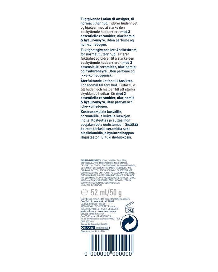 CeraVe PM Facial Moisturising Lotion | 52 ml | iBellaa