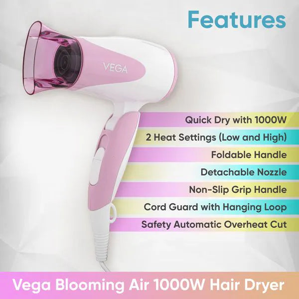 VEGA Blooming Air 1000 Watts Hair Dryer - VHDH-05 | iBellaa