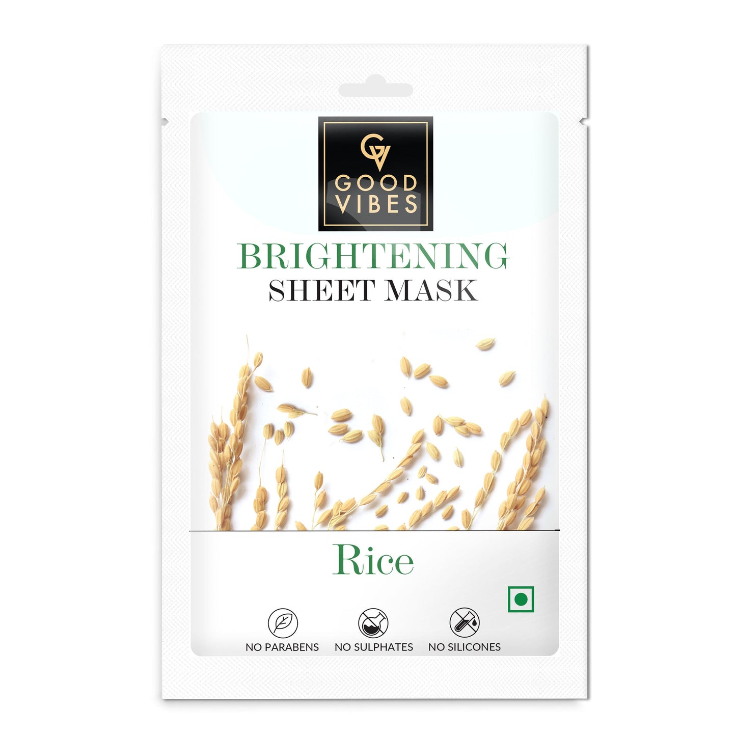 Good Vibes Rice Brightening Sheet Mask - Lightweight Hydrating Moisturizing Softening Face Serum Sheet Mask | 20 ml | iBellaa