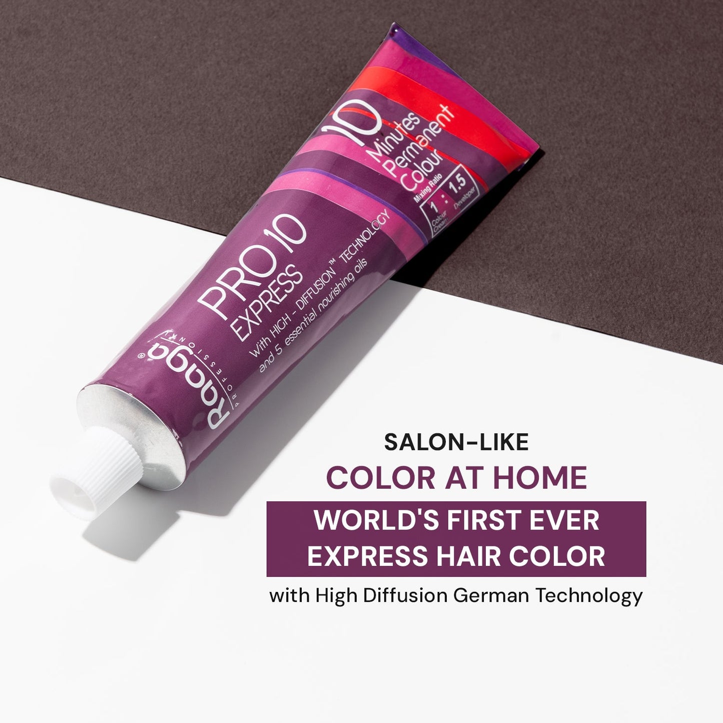 Raaga Professional Pro 10 Express Colour | 10 Minutes Permanent Hair Colour (Intense Burgundy Brown 4.20) 90 g | iBellaa