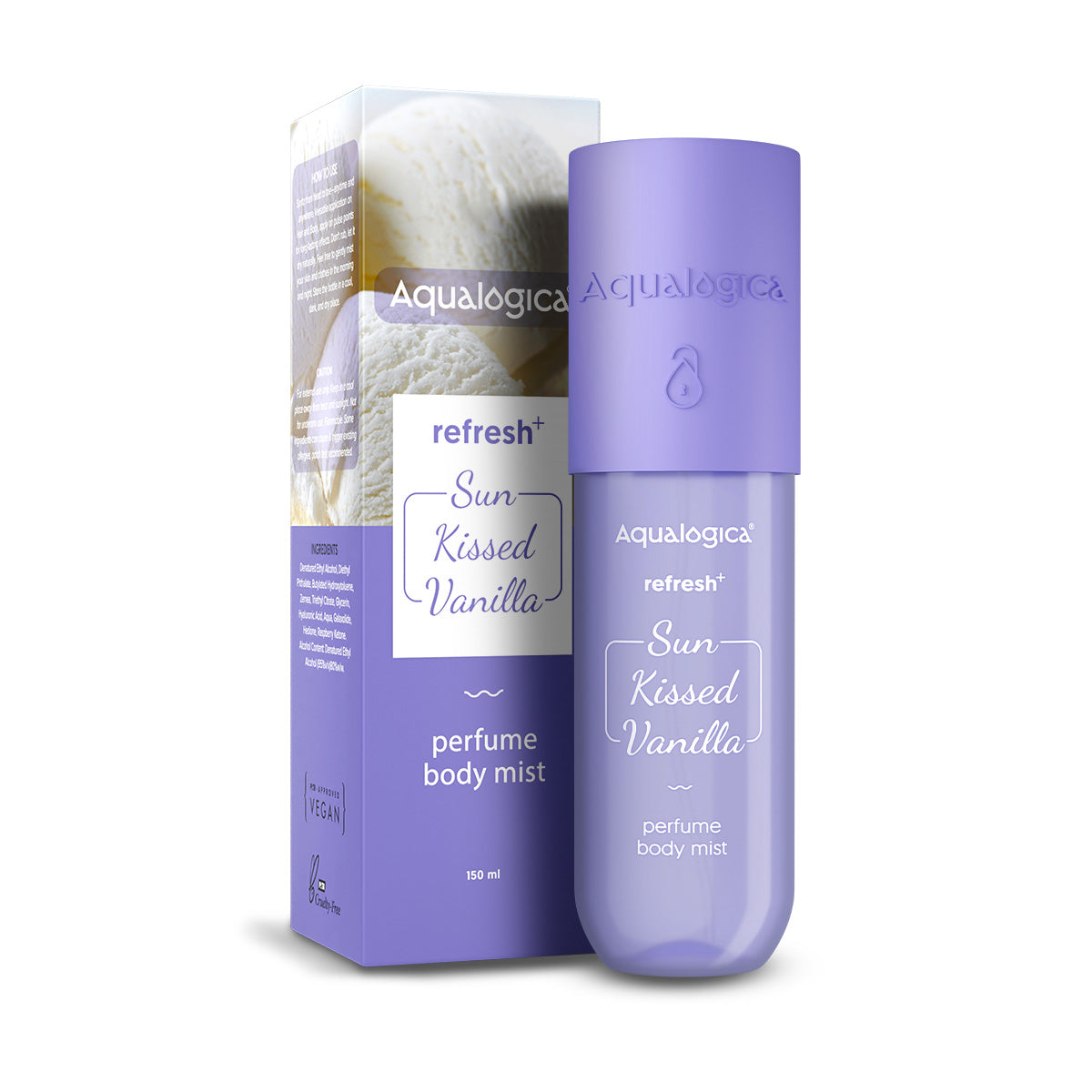 Aqualogica Refresh+ Sun Kissed Vanilla Perfume Body Mist with Zemea & Hyaluronic Acid - 150 ml | iBellaa