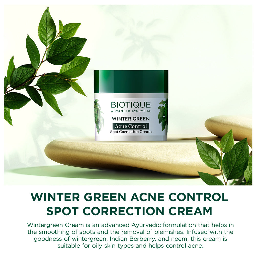 Biotique Winter Green Acne Control Spot Correction Cream 15g | iBellaa