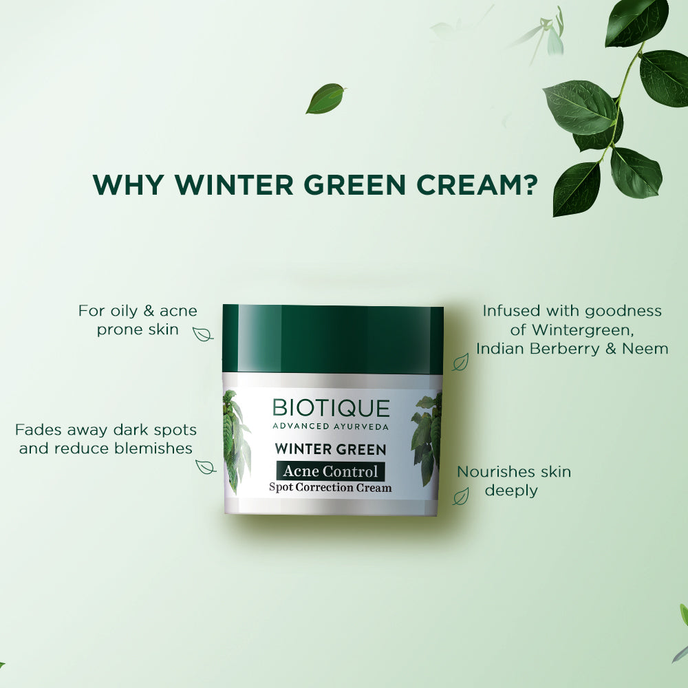 Biotique Winter Green Acne Control Spot Correction Cream 15g | iBellaa