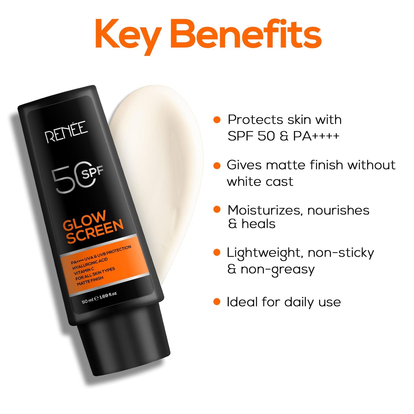 RENEE Glowscreen SPF 50 Sunscreen Cream - 50ml | iBellaa