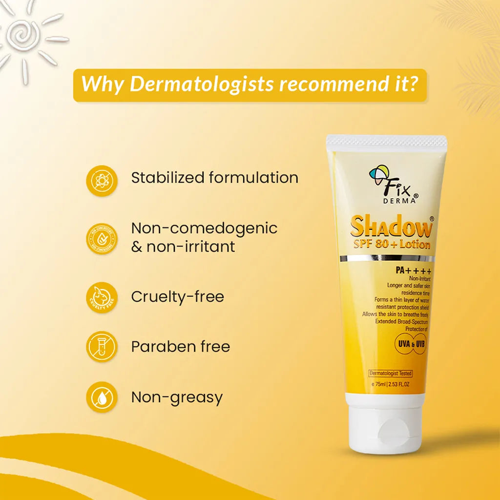 Fixderma Shadow Sunscreen Lotion SPF 80+ | 75 ml | iBellaa