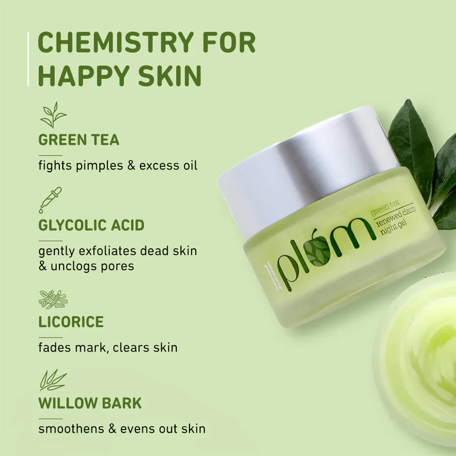 Plum Green Tea Renewed Clarity Night Gel | 50g | iBellaa