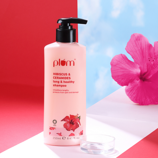 Plum Hibiscus & Ceramides Long & Healthy Shampoo - Boosts Hair Growth, Prevents Split Ends | 250 ml | iBellaa