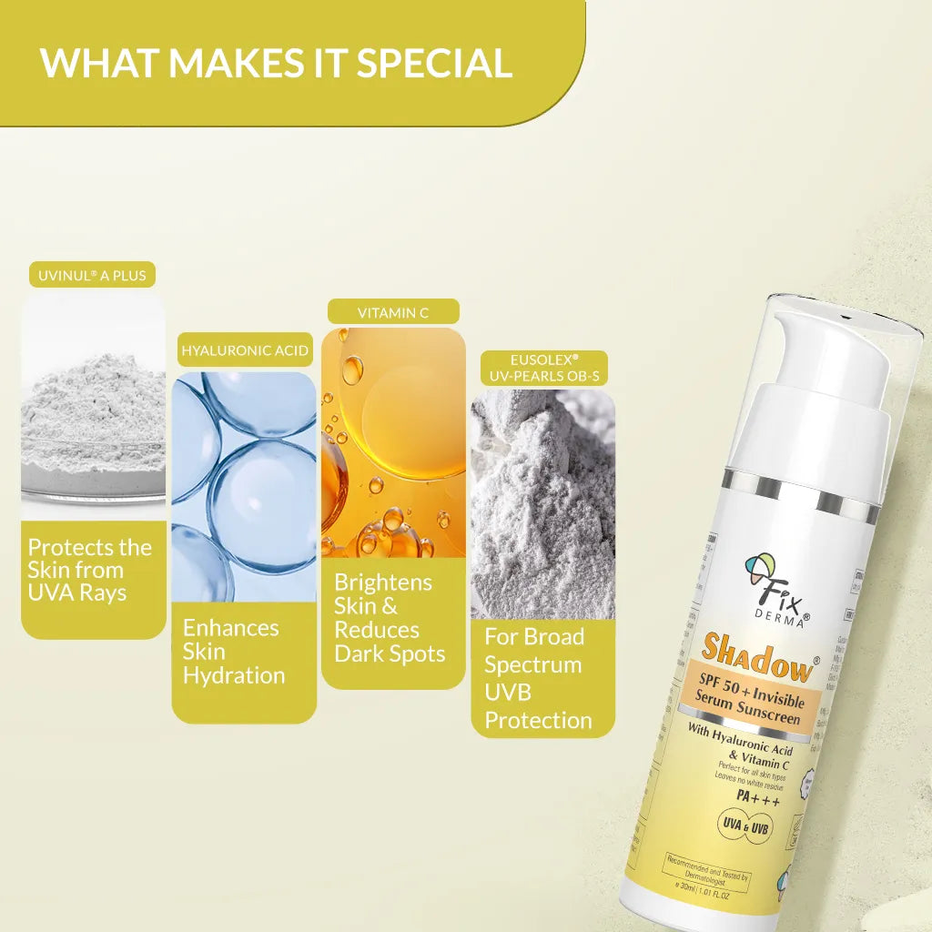 Fixderma Shadow SPF 50+ Invisible Serum Sunscreen | 30 ml | iBellaa