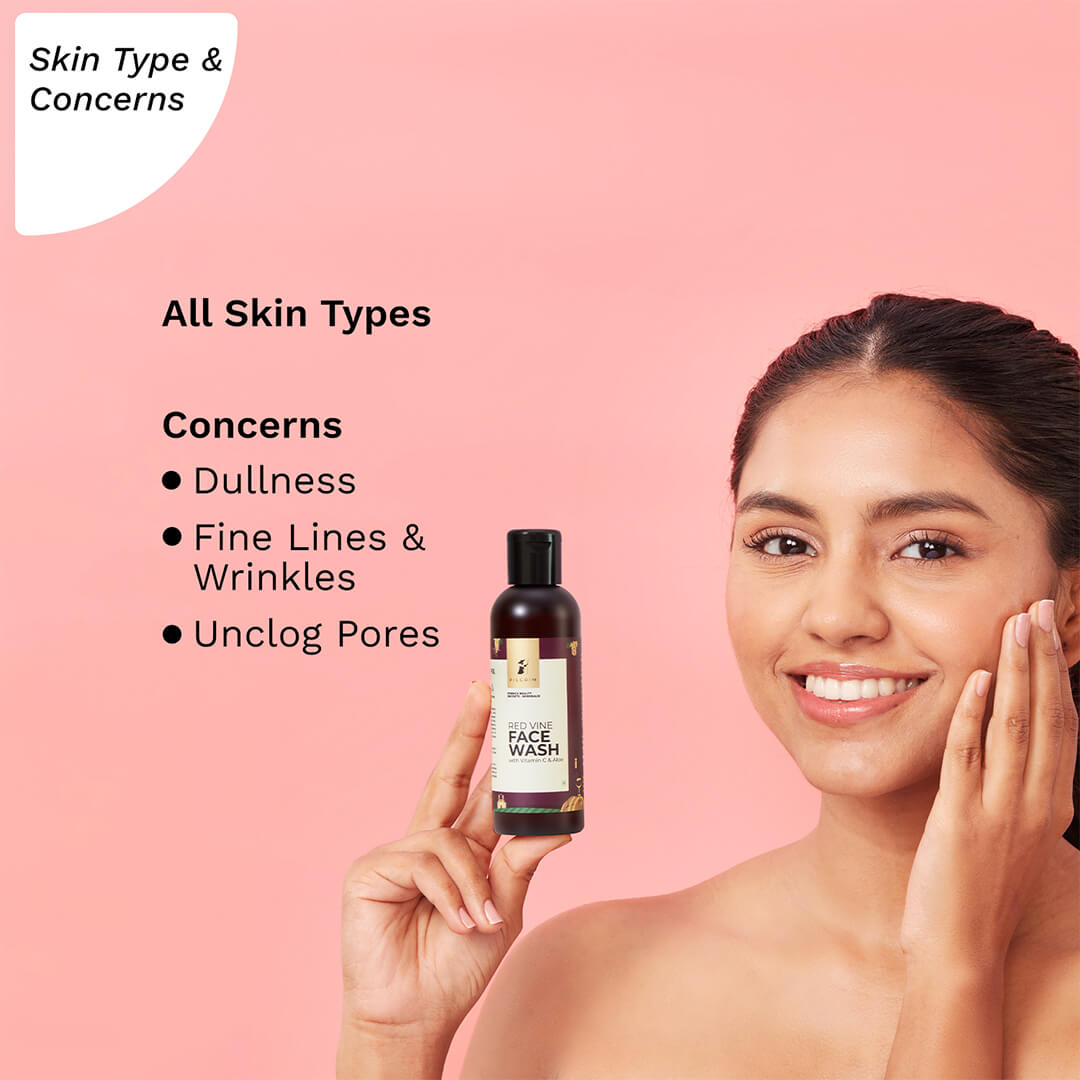 Pilgrim Red Vine Face Wash with Vitamin C & Aloe | 100 ml | iBellaa
