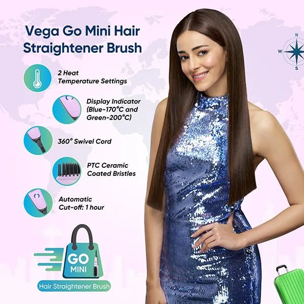 VEGA Go Mini Hair Straightener Brush - VHSB-05 | iBellaa